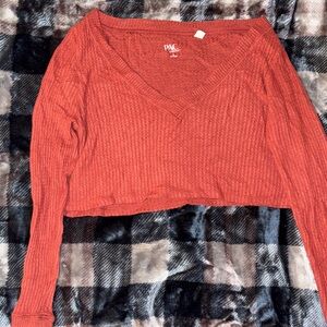 Women's Rustic Orange V-Neck Crop Top